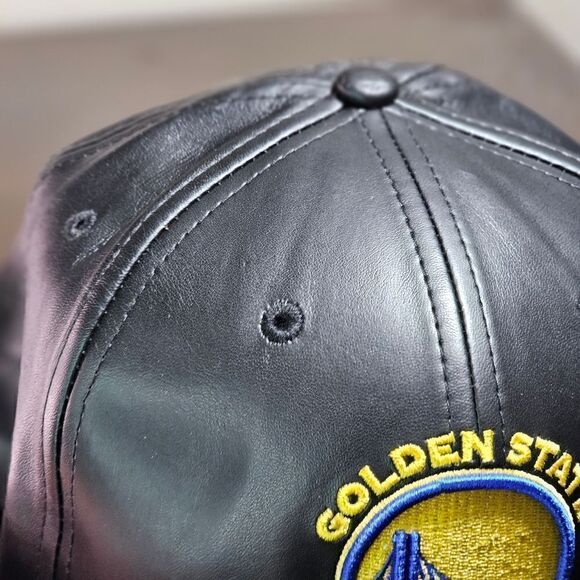 New Era Golden State Warriors Leather Hat Cap Black Yellow 59FIFTY 7 1/8 Curry main image 14